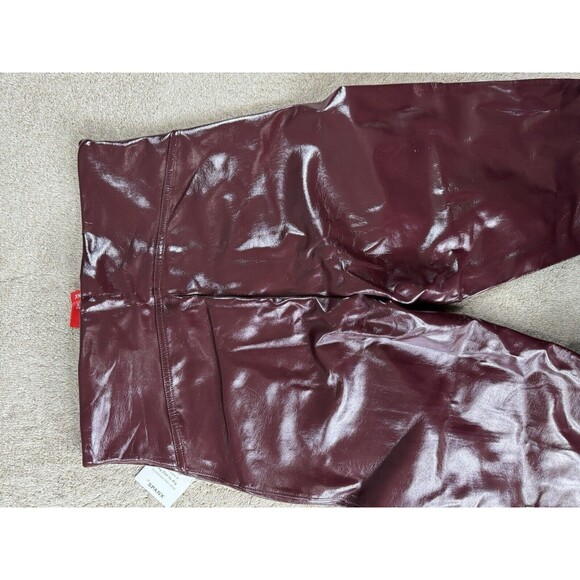 Spanx Faux Patent Leather Leggings in Ruby Red Size Medium Retail $128 NWT - Picture 15 of 16
